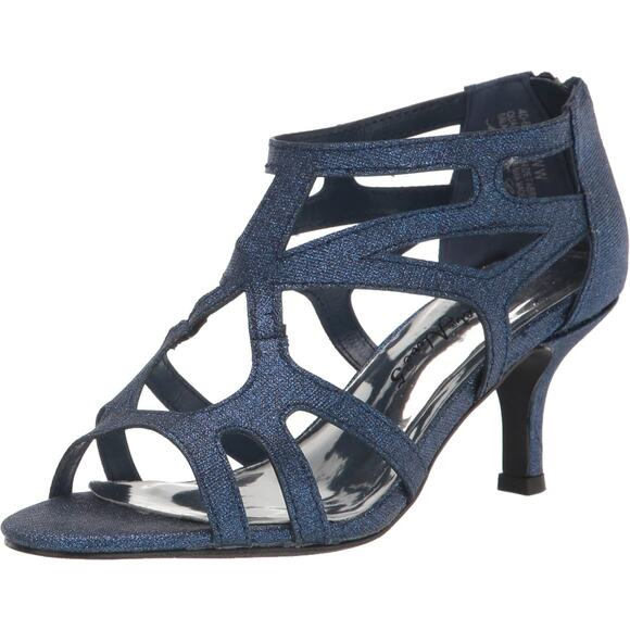 Easy Street Women Flattery Caged Sandals Size US 8.5W Navy Blue Glitter - Picture 1 of 4